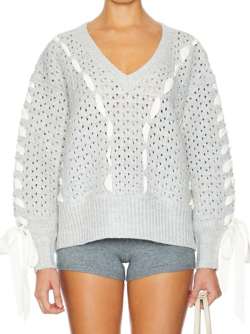 NWT For Love & Lemons Liberty Oversized wool-blend sweater S Grey